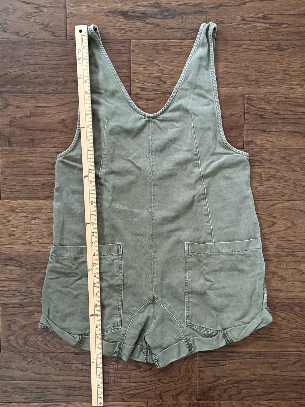 Free People High Roller Cotton Shortall Romper Mosstone Olive Green Size Small - Picture 3 of 8